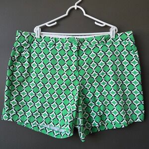 Crown & Ivy Woman Green Geometric Link Print Shorts Plus Size 20W Cotton Stretch